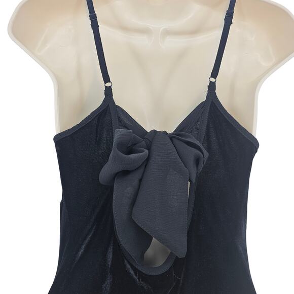 Band Of The Free Womans size S Girl Crush Black Velvet Midi Dress Tie Back NEW - Picture 5 of 8